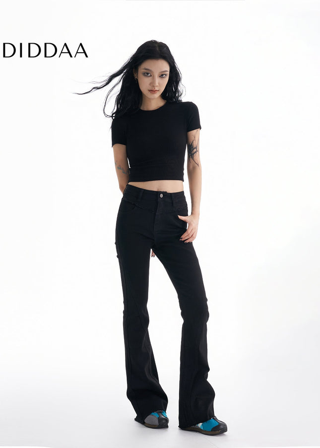 Black Slim High Waist Bootcut Jeans for Women - Women’s Jeans