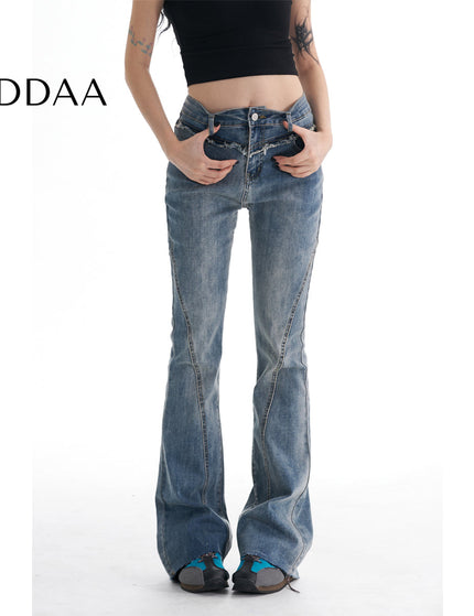 Black Slim High Waist Bootcut Jeans for Women - XS / Mid Blue - Women’s Jeans