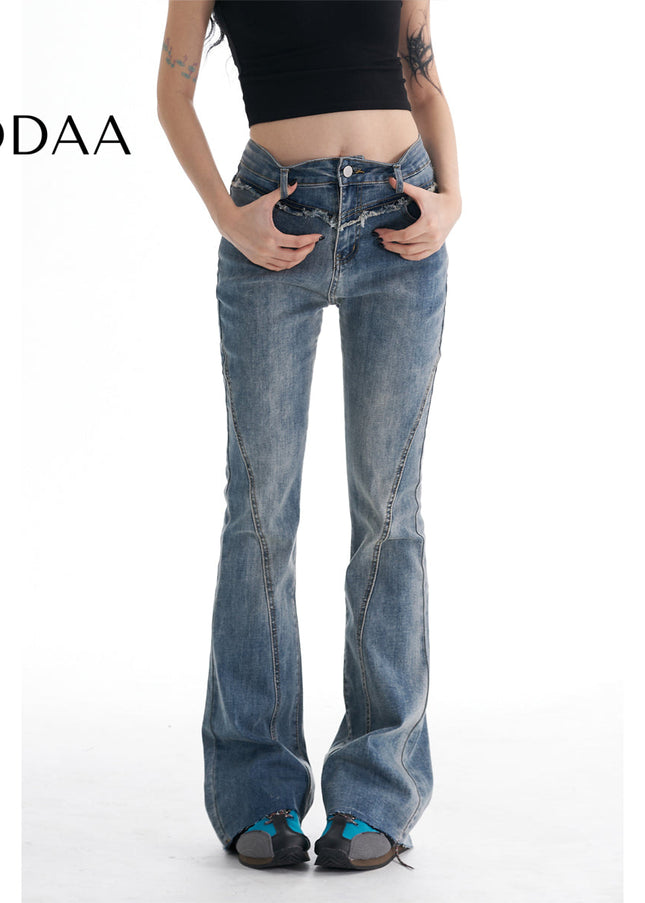 Black Slim High Waist Bootcut Jeans for Women - XS / Mid Blue - Women’s Jeans