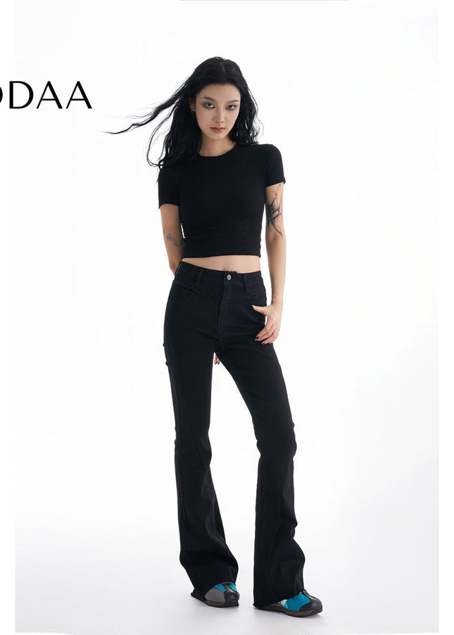 Black Slim High Waist Bootcut Jeans for Women - XS / Black - Women’s Jeans