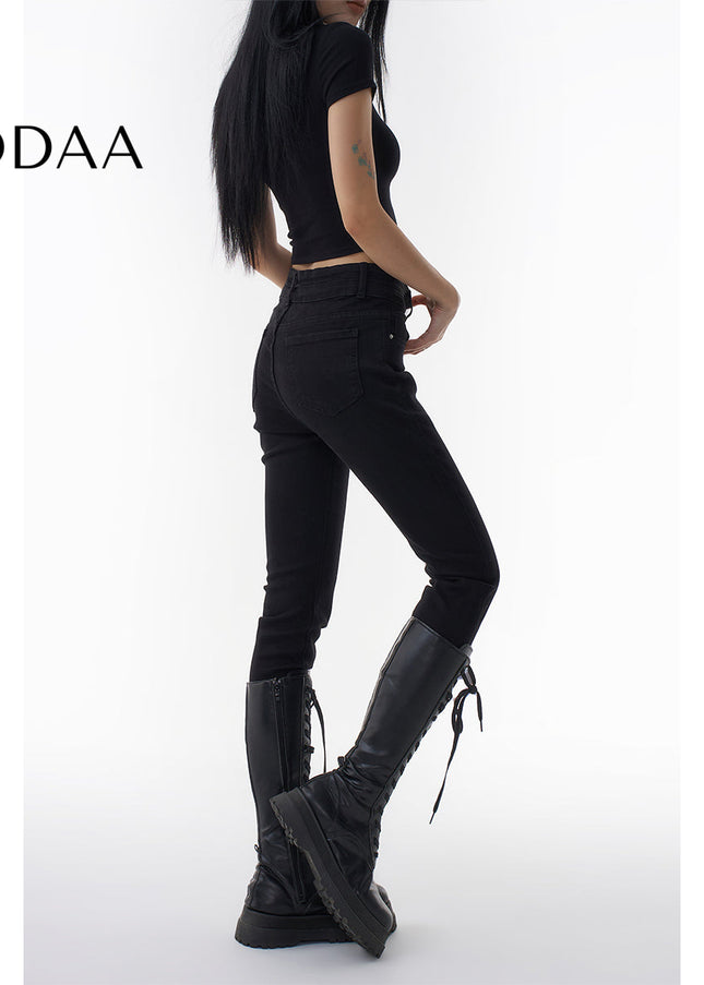 Black Slimming High Waist Stretch Jeans for Women - 26 / Black - Women’s Jeans