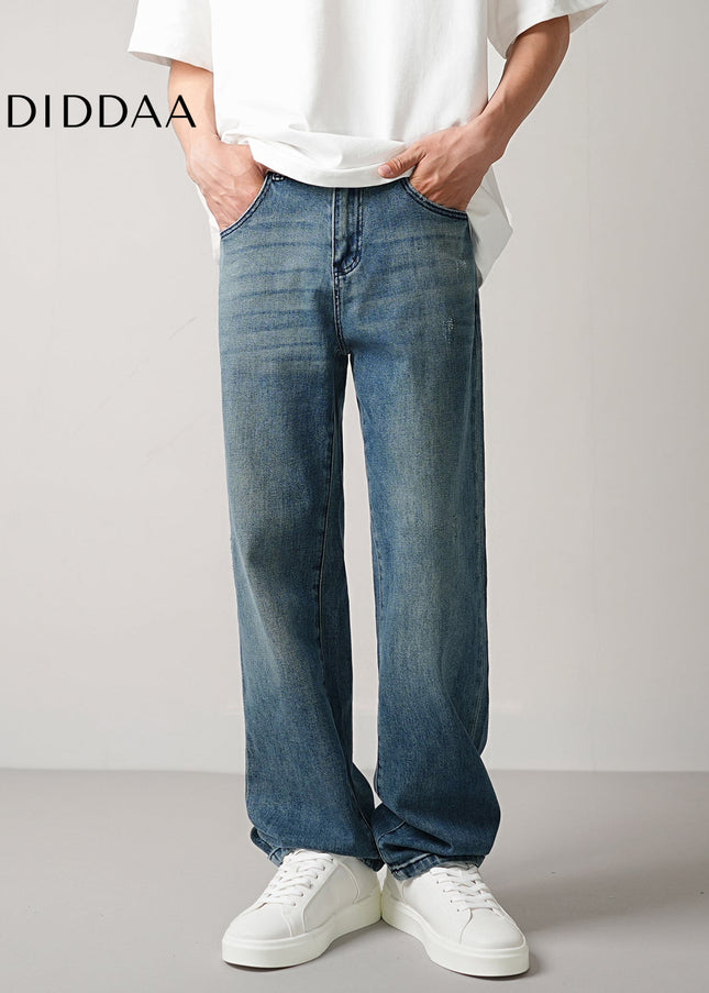 Black Soft Waxy Stretch Loose Straight Jeans - Men’s Jeans