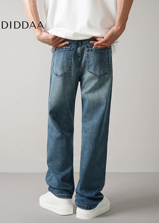 Black Soft Waxy Stretch Loose Straight Jeans - Men’s Jeans