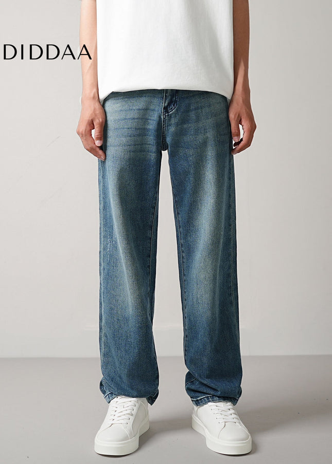 Black Soft Waxy Stretch Loose Straight Jeans - Men’s Jeans