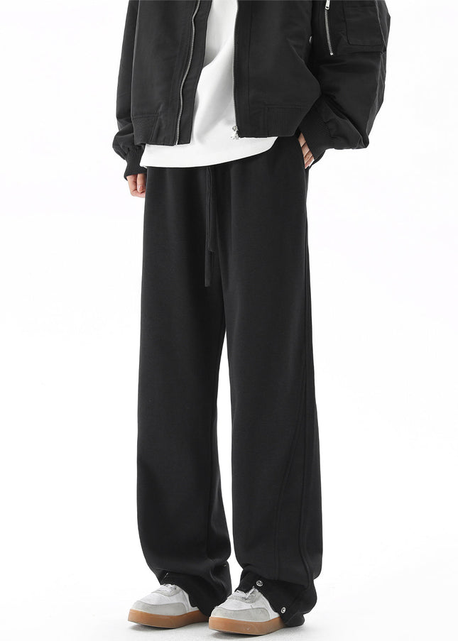 Black Straight Drape Casual Sweatpants for Men - Unisex Sweatpants