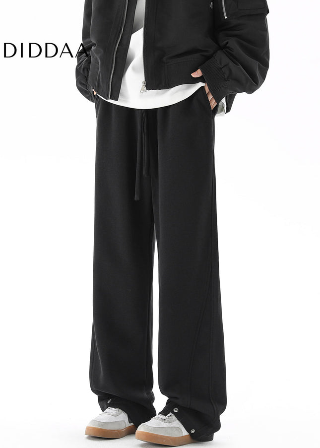 Black Straight Drape Casual Sweatpants for Men - Unisex Sweatpants