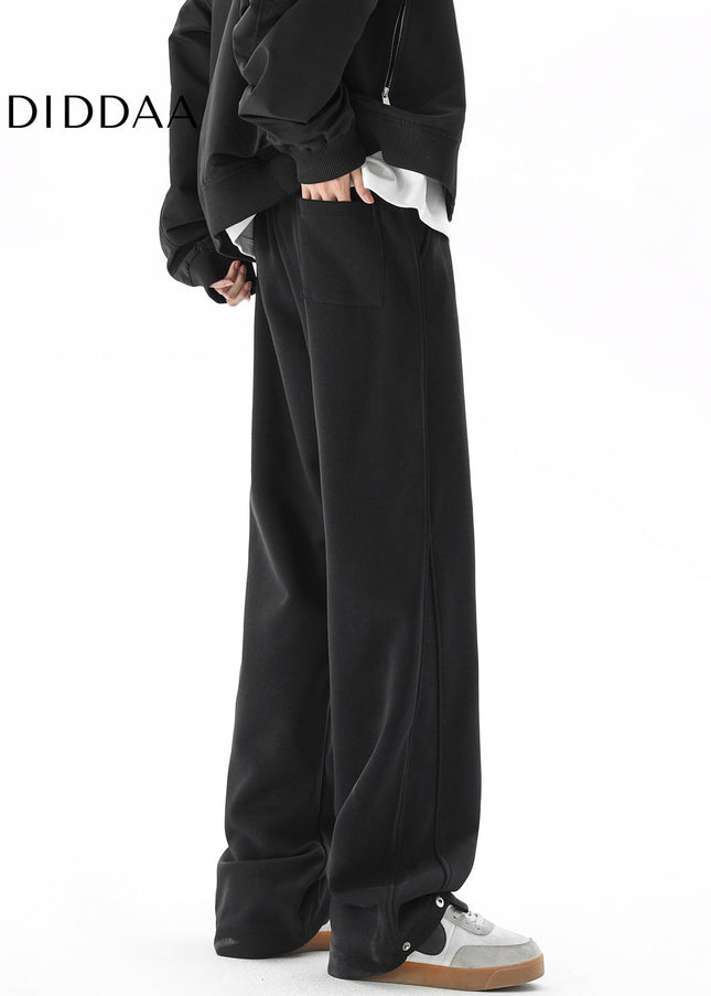 Black Straight Drape Casual Sweatpants for Men - Unisex Sweatpants