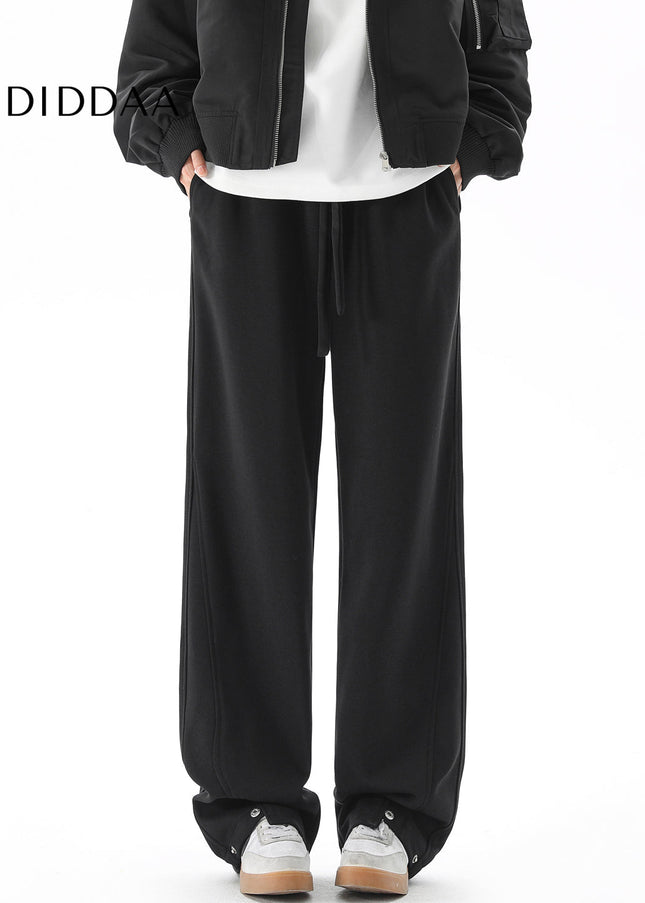 Black Straight Drape Casual Sweatpants for Men - Unisex Sweatpants