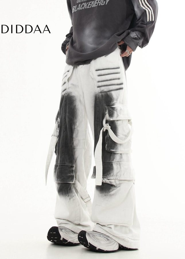 Black Strappy Bootcut Multi-Pocket Cargo Pants - Women’s Jeans