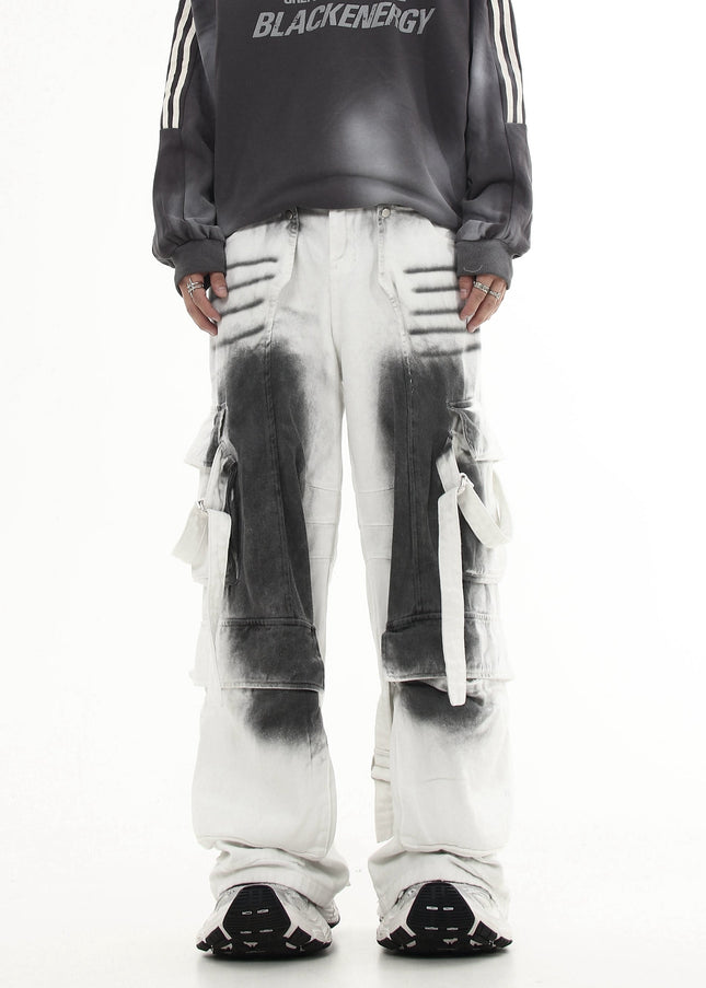 Black Strappy Bootcut Multi-Pocket Cargo Pants - Women’s Jeans