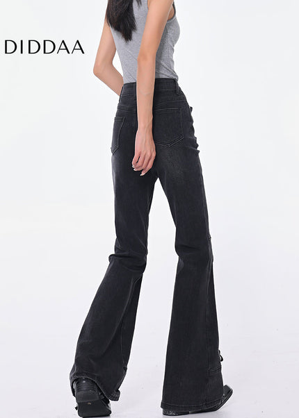 Black Strappy High Waist Bootcut Jeans for Women - Women’s Jeans