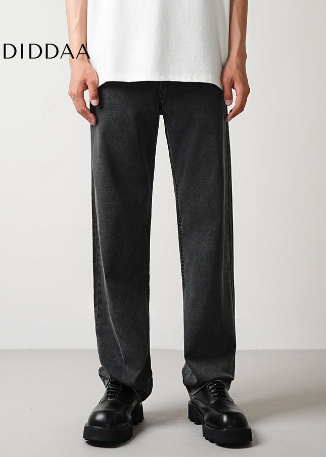 Black Stretch Drape Slim Fit Casual Jeans for Men - Men’s Jeans