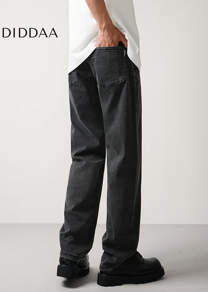 Black Stretch Drape Slim Fit Casual Jeans for Men - Men’s Jeans