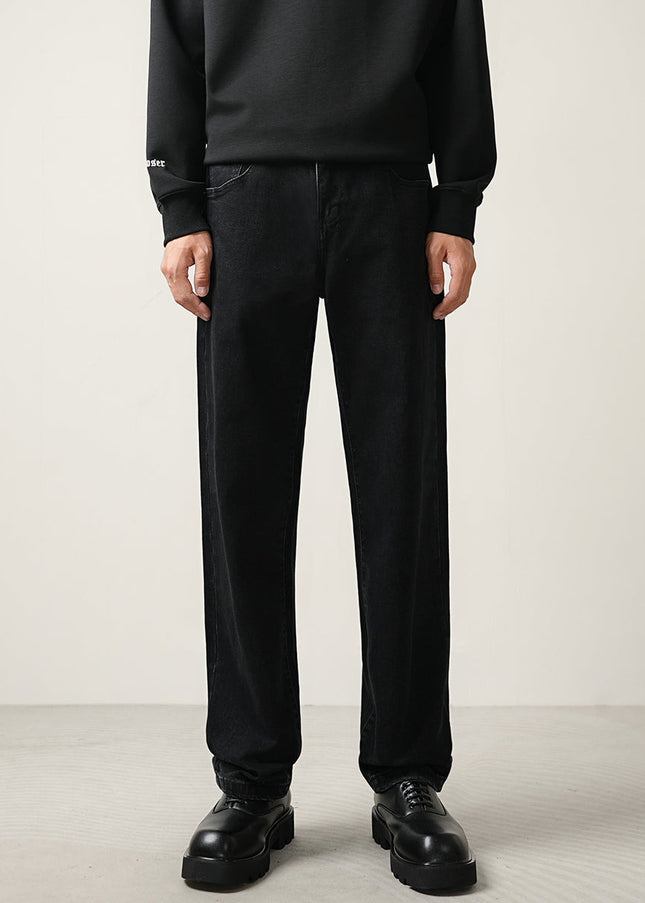 Black Stretch Loose Straight-Leg Casual Jeans - 28 / Black - Men’s Jeans