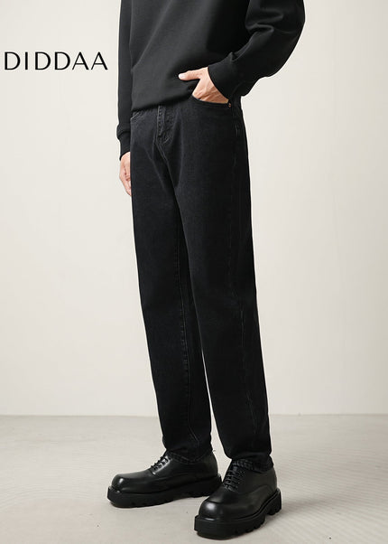 Black Stretch Slim Fit Straight Leg Jeans for Men - Men’s Jeans