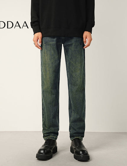 Black Stretch Wash Loose Straight Jeans for Men - 28 / Dark Blue - Men’s Jeans