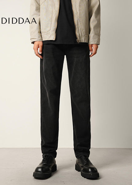 Black Stretch Wash Loose Straight Jeans for Men - Men’s Jeans