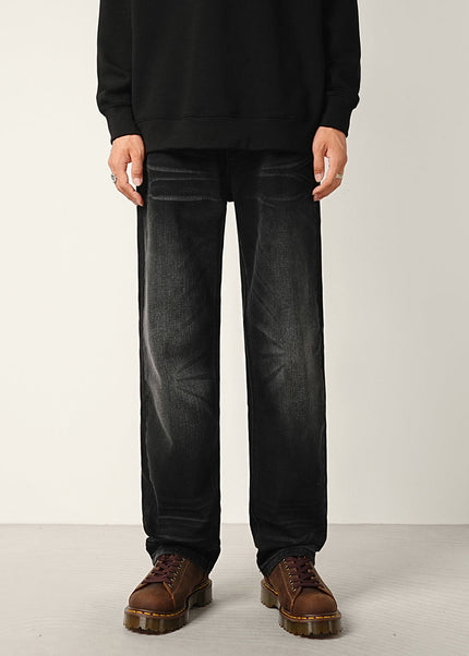 Black Stretch Wash Loose Straight Leg Jeans - 28 / Black - Men’s Jeans