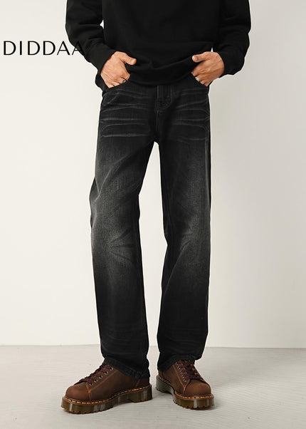 Black Stretch Wash Loose Straight Leg Jeans - Men’s Jeans