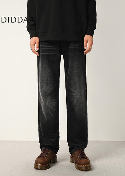 Black Stretch Wash Loose Straight Leg Jeans - Men’s Jeans