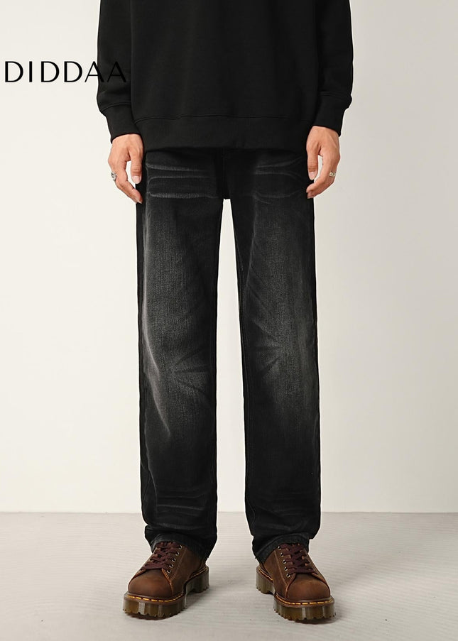 Black Stretch Wash Loose Straight Leg Jeans - Men’s Jeans