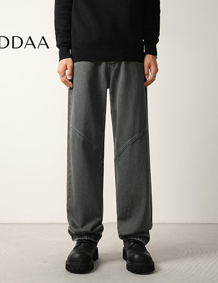 Black Structured Trendy Loose Straight Jeans - 28 / Grey - Men’s Jeans