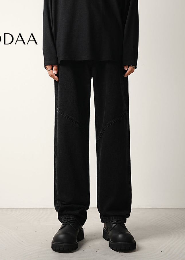 Black Structured Trendy Loose Straight Jeans - 28 / Black - Men’s Jeans