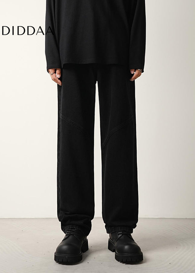 Black Structured Trendy Loose Straight Jeans - Men’s Jeans