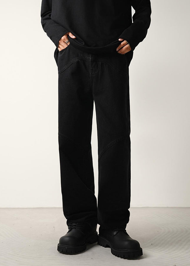 Black Structured Trendy Loose Straight Jeans - Men’s Jeans