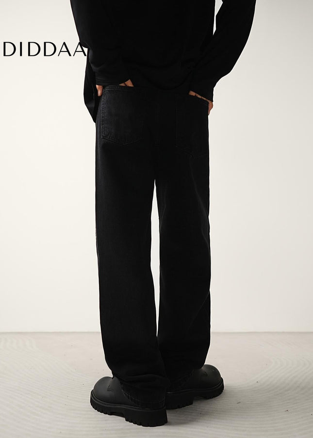 Black Structured Trendy Loose Straight Jeans - Men’s Jeans