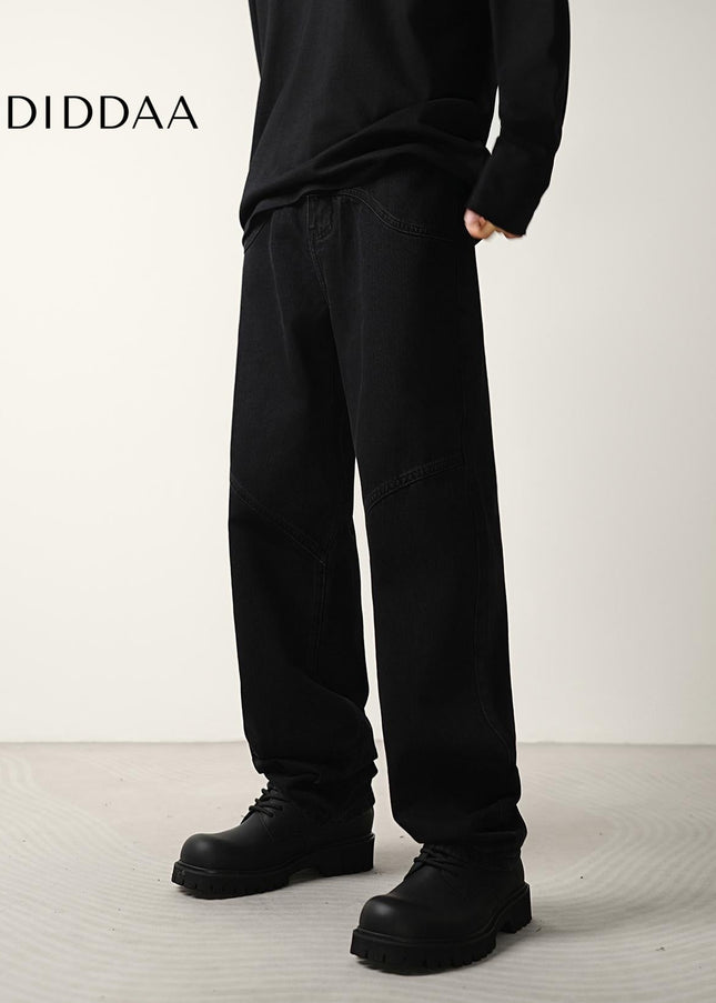 Black Structured Trendy Loose Straight Jeans - Men’s Jeans