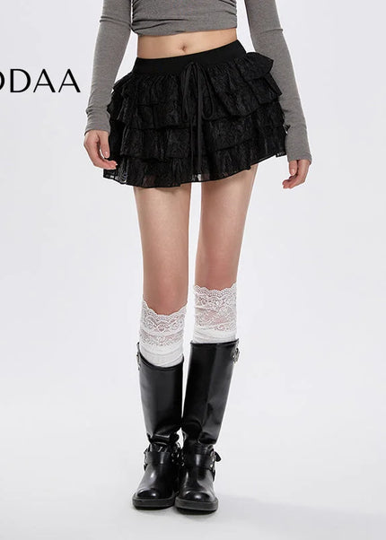 Black Ultra-Low-Waisted A-Line Puffy Cake Skirt - S / Black - Skirts