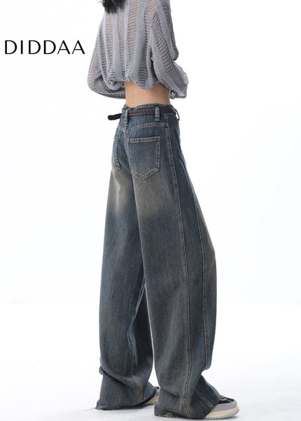 Black Velvet Wash Wide Leg Retro Trousers Pants - Women’s Jeans