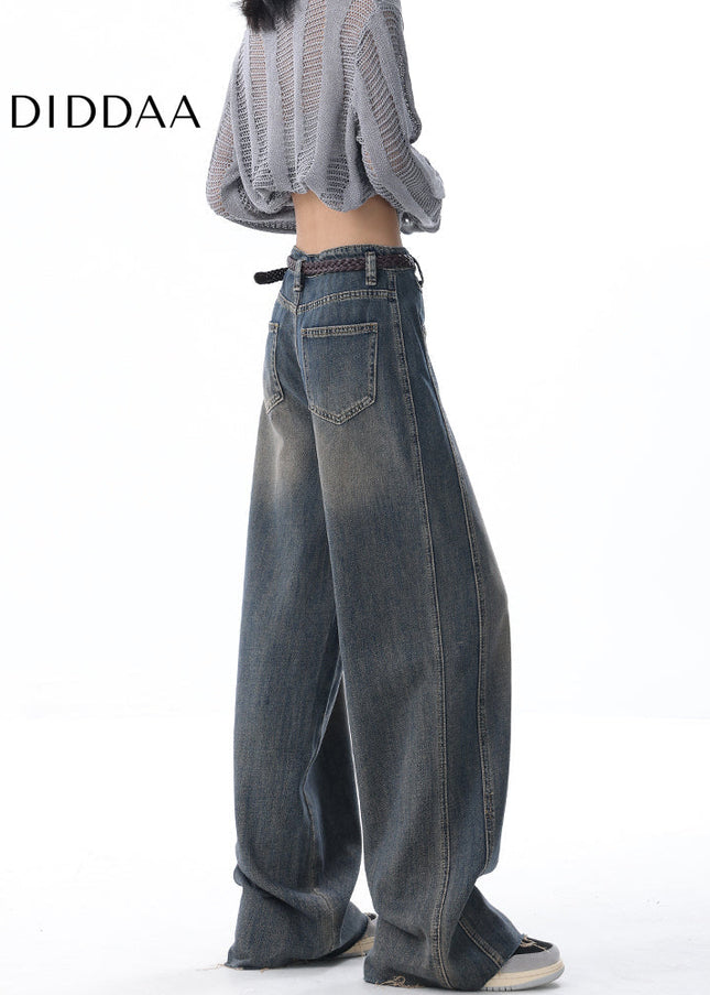 Black Velvet Wash Wide Leg Retro Trousers Pants - Women’s Jeans