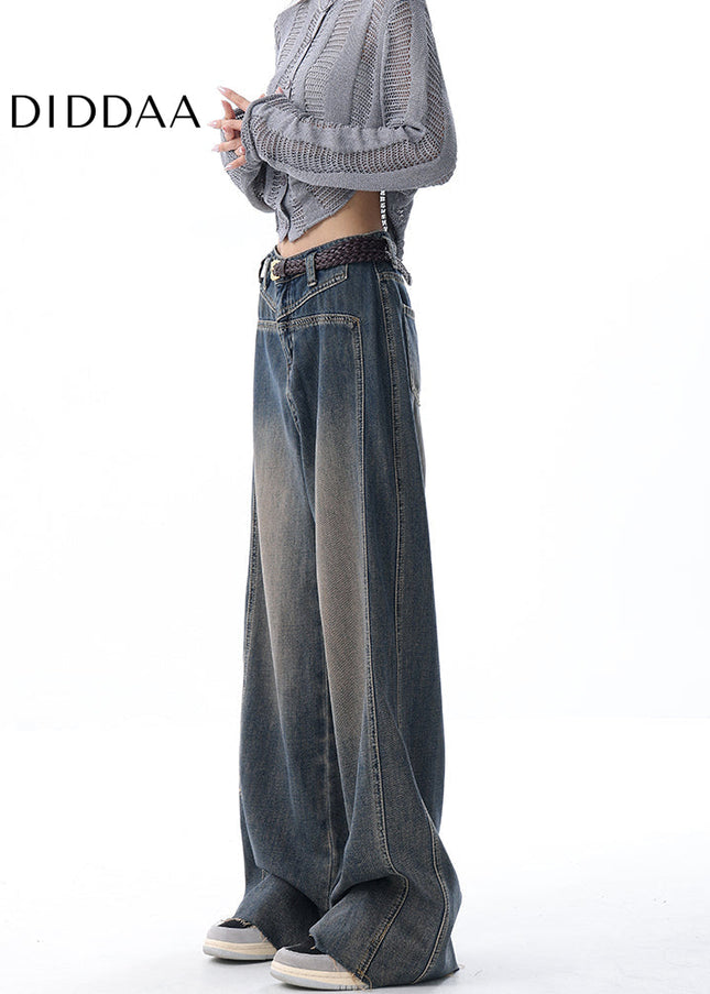 Black Velvet Wash Wide Leg Retro Trousers Pants - Women’s Jeans