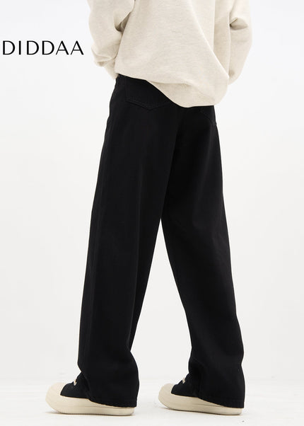 Black Versatile Loose Straight Leg Wide Leg Pants - Men’s Jeans
