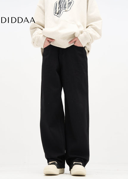 Black Versatile Loose Straight Leg Wide Leg Pants - Men’s Jeans