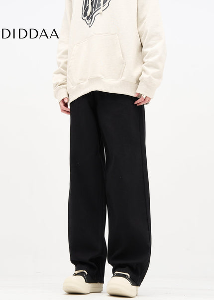 Black Versatile Loose Straight Leg Wide Leg Pants - Men’s Jeans