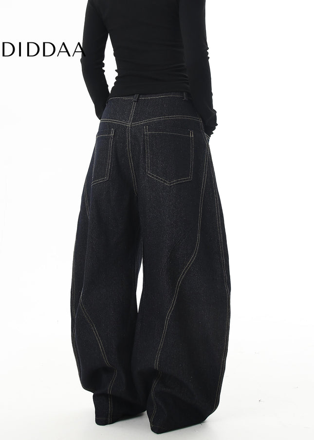 Black Vintage Embroidered Dachshund Patch Wide-Leg Jeans - Women’s Jeans