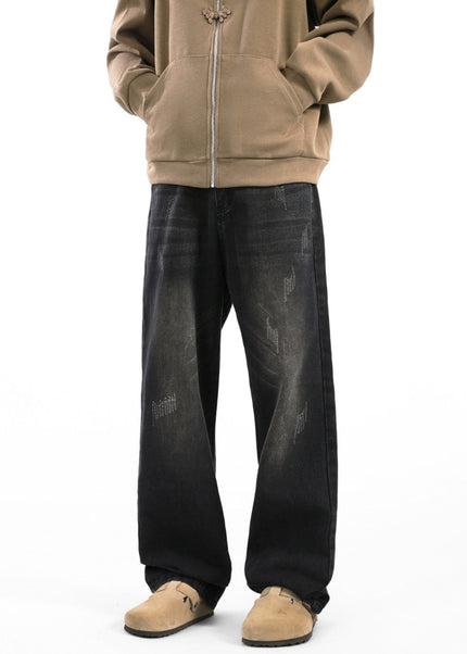 Black Vintage Straight Wash CleanFit Jeans Men’s Pants - Men’s Jeans