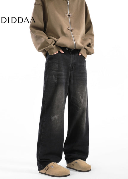 Black Vintage Straight Wash CleanFit Jeans Men’s Pants - Men’s Jeans