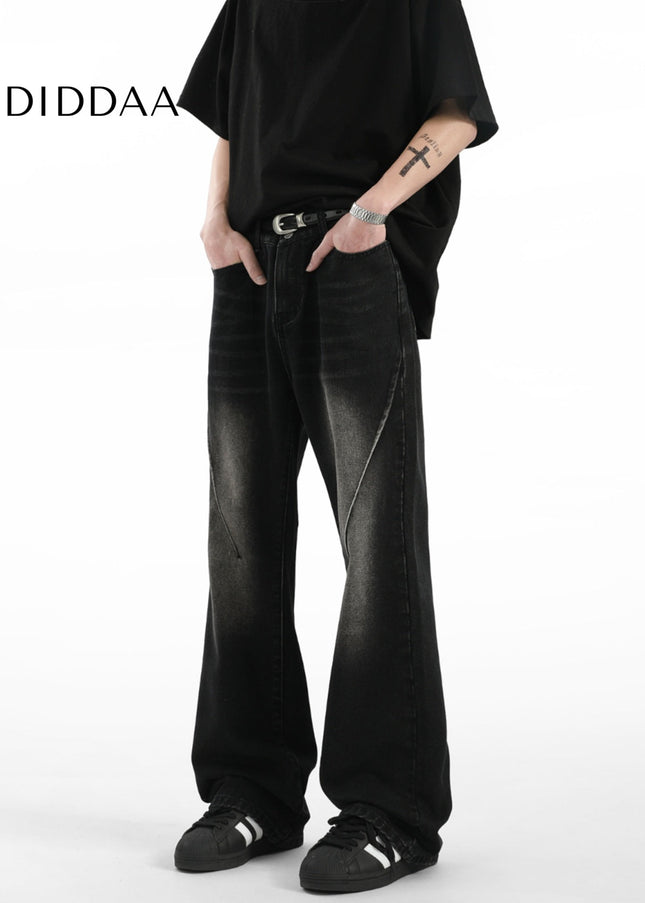 Black Vintage Wash CleanFit Loose Casual Jeans - Men’s Jeans