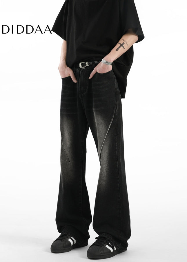 Black Vintage Wash CleanFit Loose Casual Jeans - Men’s Jeans