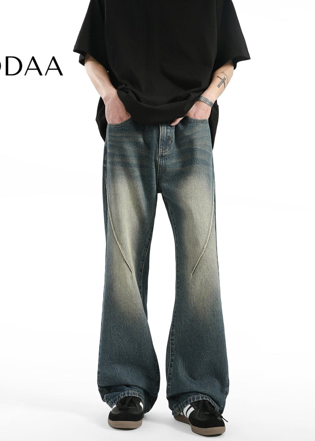 Yellow Distressed High Street Jeans for Men and Women - S / Mid Blue - Men’s Jeans