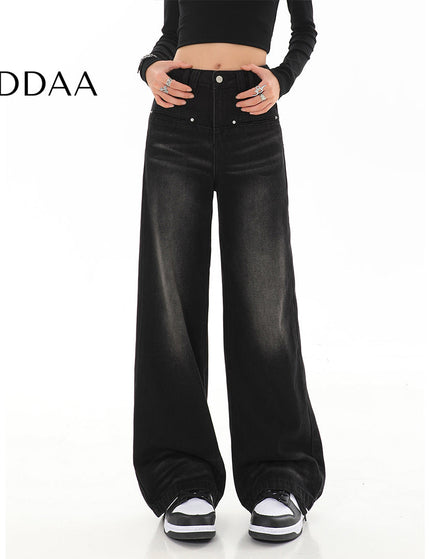 Black Vintage Wash High Waist Straight Leg Jeans - S / Black - Women’s Jeans