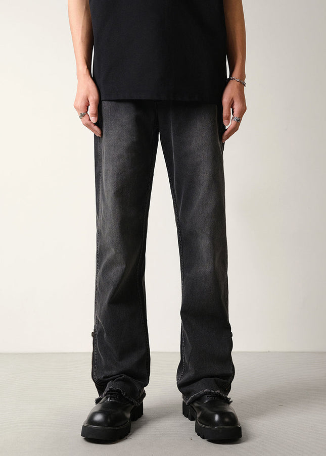 Black Vintage Wash Slightly Flared Jeans for Men - 28 / Black - Men’s Jeans