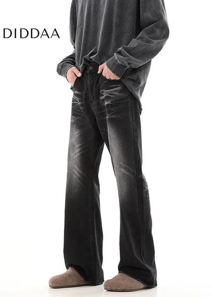 Black Vintage Wash Slightly Flared Jeans for Men - Men’s Jeans