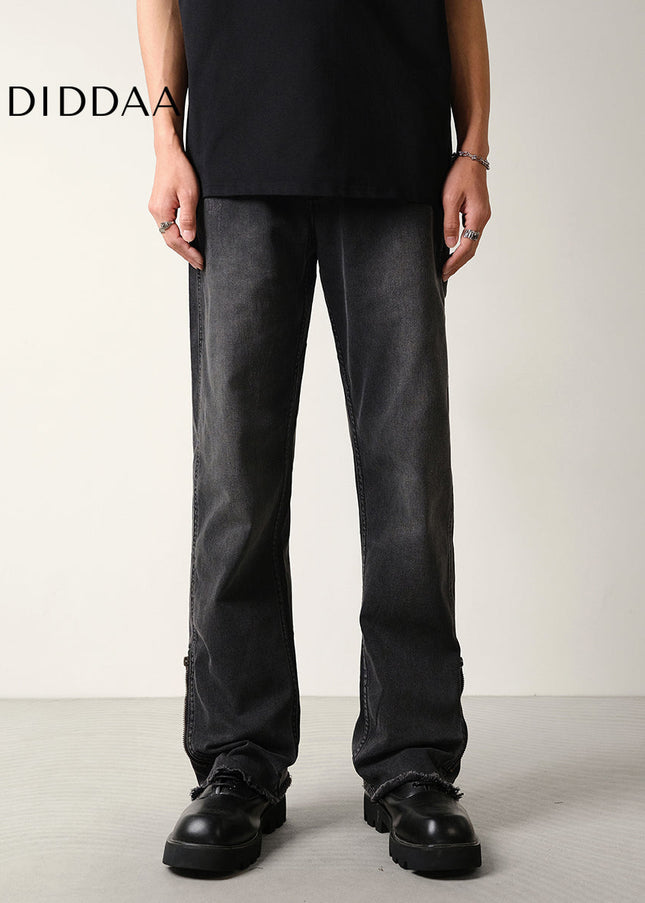 Black Vintage Wash Slightly Flared Jeans for Men - Men’s Jeans