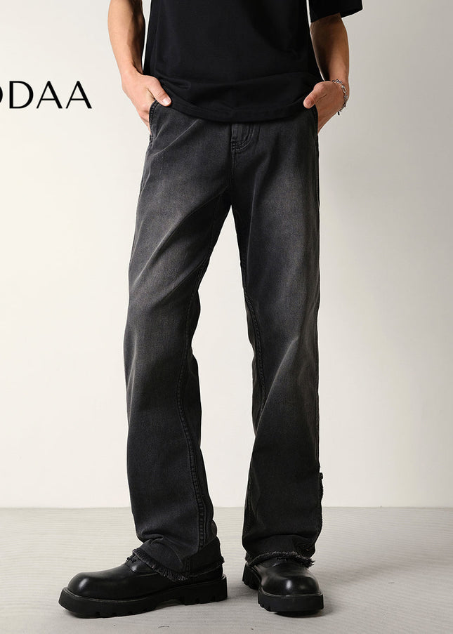 Black Vintage Wash Slightly Flared Jeans for Men - Men’s Jeans