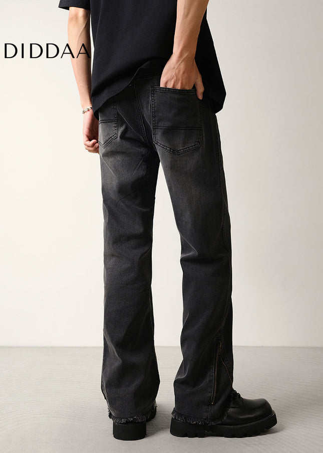 Black Vintage Wash Slightly Flared Jeans for Men - Men’s Jeans